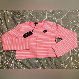 Delia's Women's Pink and Purple top sz M delia*s cropped